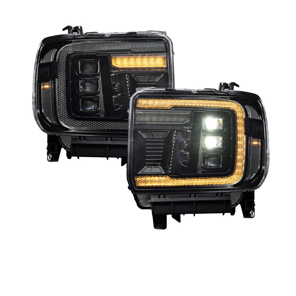 Form Lighting - 2014+ GMC Sierra 1500/2500/3500 LED Projector Headlights  Amber DRL (pair) - Form Lighting FL0023