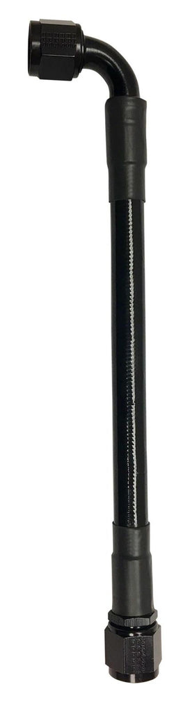 Fragola -6AN Ext Black PTFE Hose Assembly Straight x 90 Degree 12in - Black Ops Auto Works