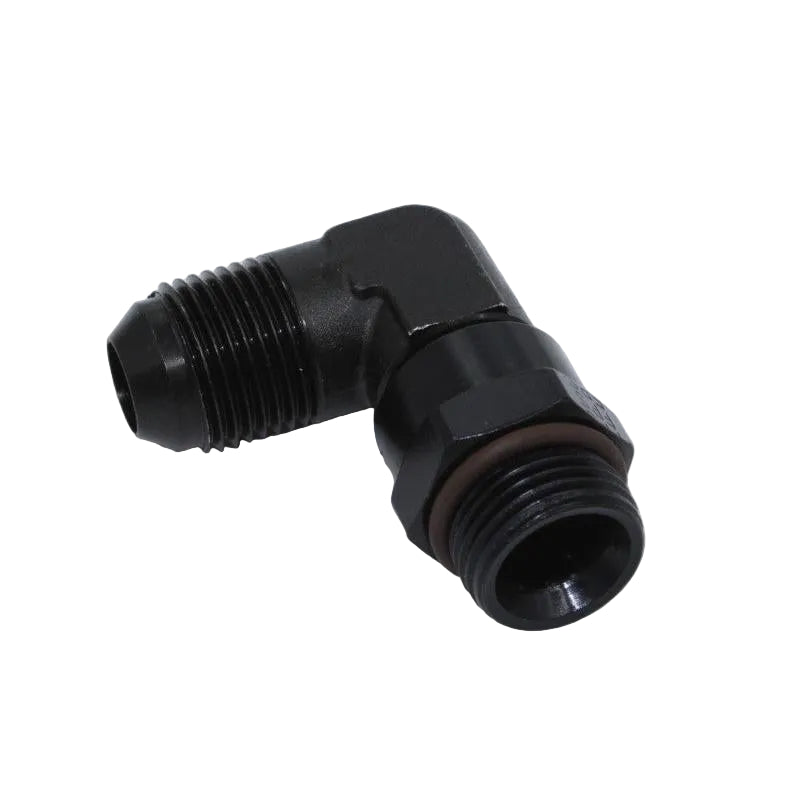 Fragola -10AN x 7/8 - 14 (10) 90 Degree Swivel - Black - Fragola 499210-BL