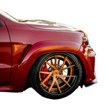 Load image into Gallery viewer, Front 3/4 view of Wideoutt Front Fender Wings installed on Jeep Grand Cherokee WK2