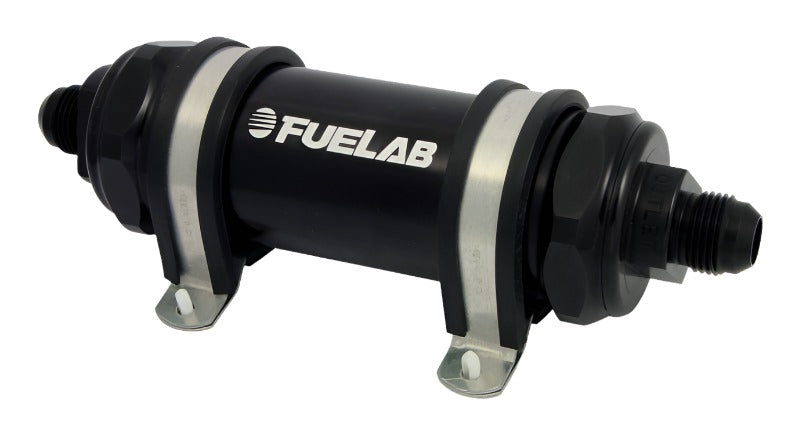 Fuelab 828 In-Line Fuel Filter Long -8AN In/Out 10 Micron Fabric - Black - Black Ops Auto Works