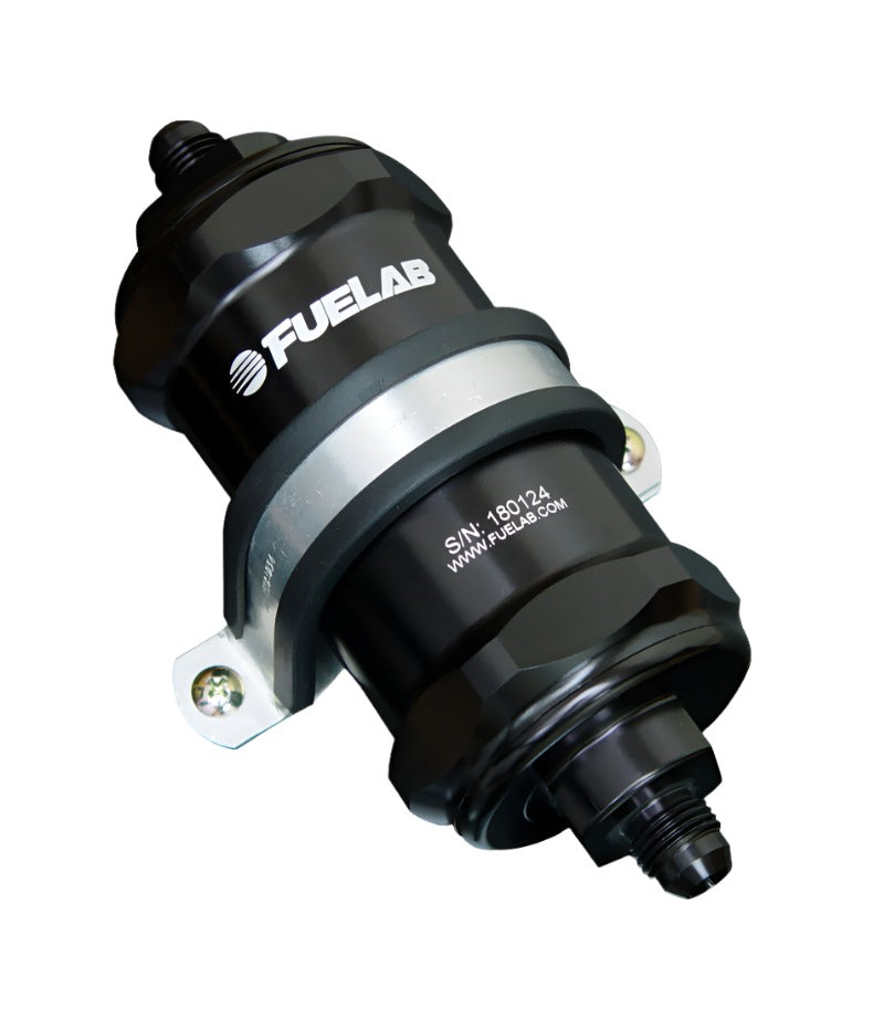 Fuelab 848 In-Line Fuel Filter Standard -8AN In/Out 6 Micron Fiberglass w/Check Valve - Black - Black Ops Auto Works