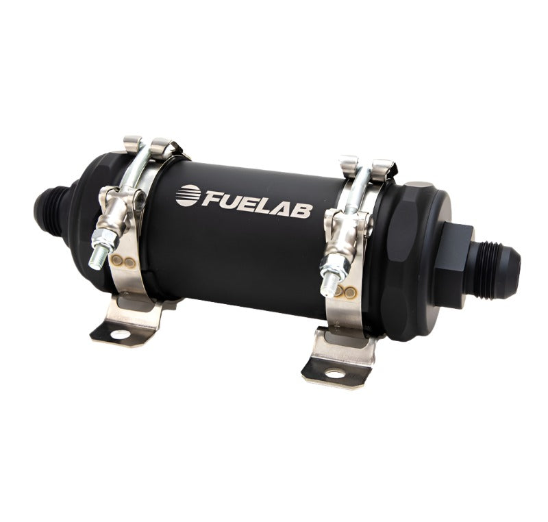 Fuelab PRO Series In-Line Fuel Filter (10gpm) -10AN In/-10AN Out 40 Micron Stainless - Matte Black - Black Ops Auto Works