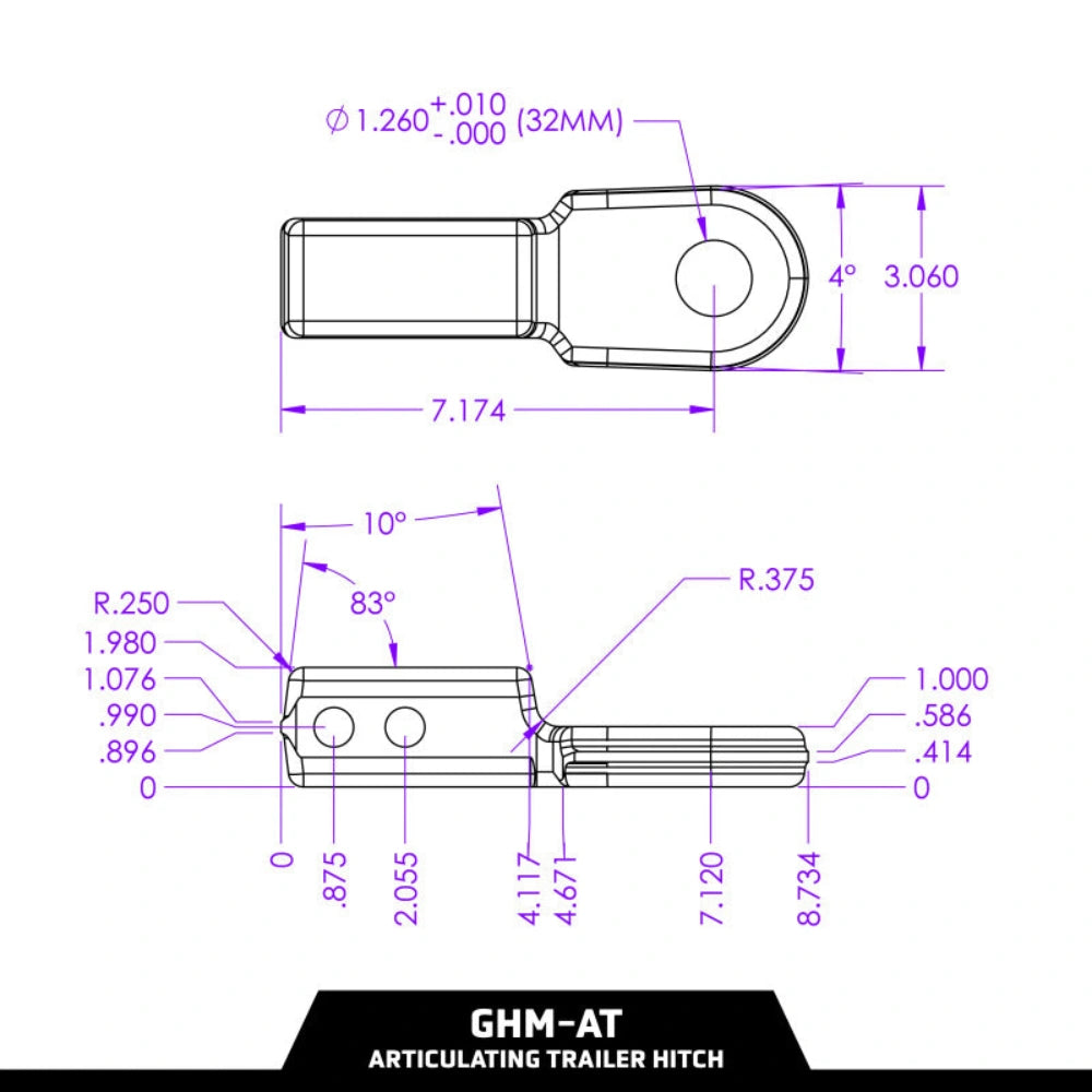 Gen-Y 2in Shank 4500 KG Australian Tounge/Ball Mount 32mm Hole Articulating Trailer Hitch - GEN-Y Hitch GHM-AT