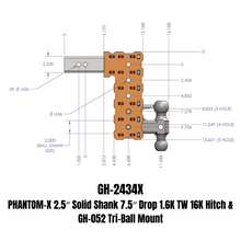 Load image into Gallery viewer, Gen-Y Phantom-X 2.5in Solid Shank 7.5in Drop 1.6K TW 16K Hitch w/GH-052 (No Flat Towing) - GEN-Y Hitch GH-2434X