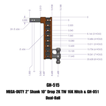 Load image into Gallery viewer, GEN-Y Hitch Gen-Y Mega Duty 2in Shank 10in Drop 2K TW 16K Hitch w/GH-051 Dual-Ball