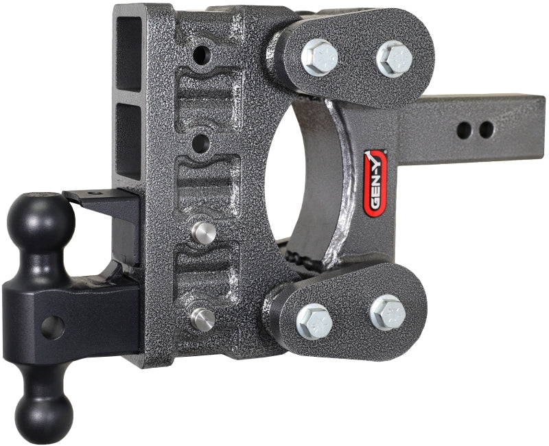 Gen-Y The Boss Torsion-Flex 2.5in Shank 6in Drop 21K Hitch w/GH-061 Dual-Ball/GH-062 Pintle Lock - Black Ops Auto Works
