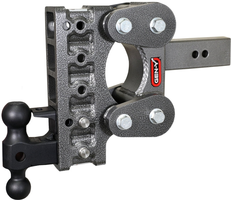 Gen-Y The Boss Torsion-Flex 2.5in Shank 7.5in Drop 16K Hitch w/GH-051 Dual-Ball/GH-032 Pintle Lock - Black Ops Auto Works