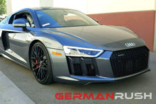 Load image into Gallery viewer, German Rush front splitter in carbon fiber installed on a 2016-2018 Audi R8, image 1