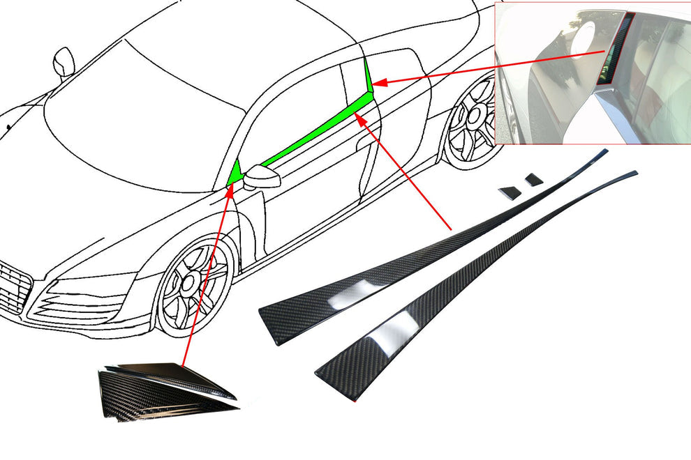 German Rush door trim kit in carbon fiber profile on a 2007-2014 Audi R8, image 5
