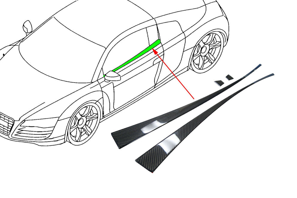 German Rush door trim kit in carbon fiber view on a 2007-2014 Audi R8, image 7