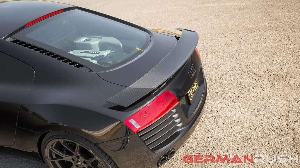 German Rush rear wing in carbon fiber detail on a 2007-2015 Audi R8, image 2