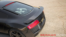 Load image into Gallery viewer, German Rush rear wing in carbon fiber detail on a 2007-2015 Audi R8, image 2
