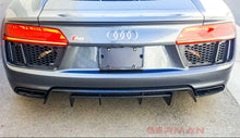 Load image into Gallery viewer, German Rush rear diffuser in carbon fiber angle on a 2016-2018 Audi R8, image 3