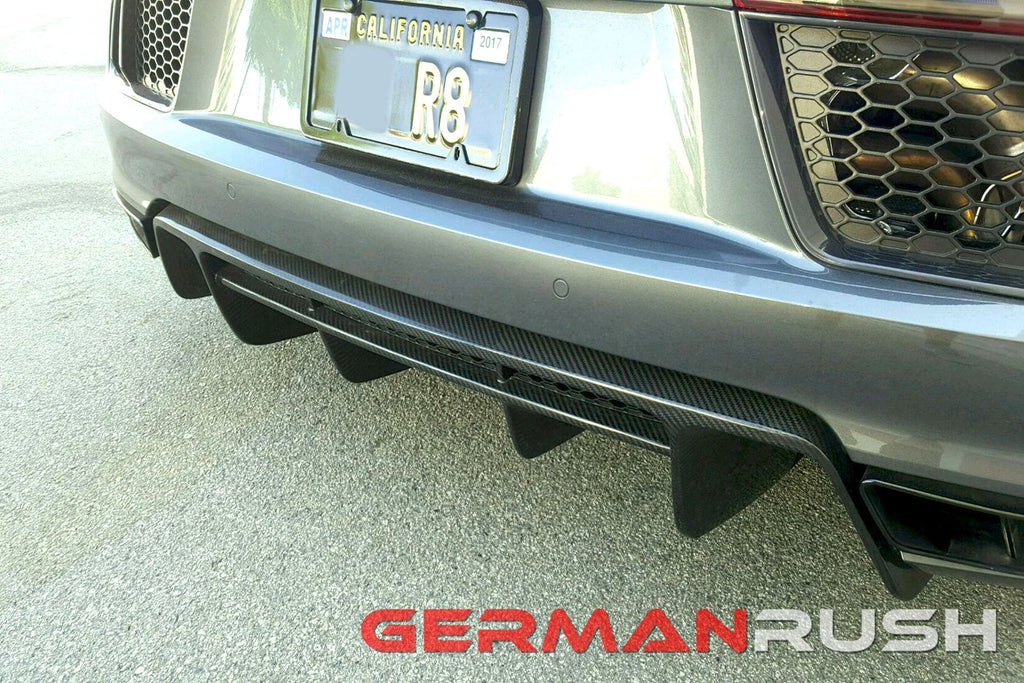 German Rush rear diffuser in carbon fiber fitted on a 2016-2018 Audi R8, image 4