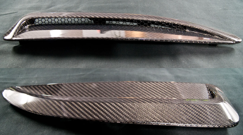 German Rush hood vents in carbon fiber detail on a 2014-2016 Jaguar F-Type, image 2