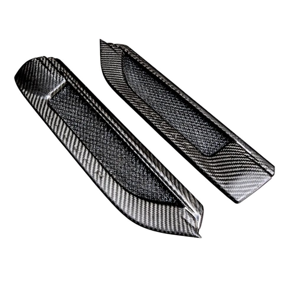 German Rush side power vents in carbon fiber angle on a 2014-2016 Jaguar F-Type, image 3