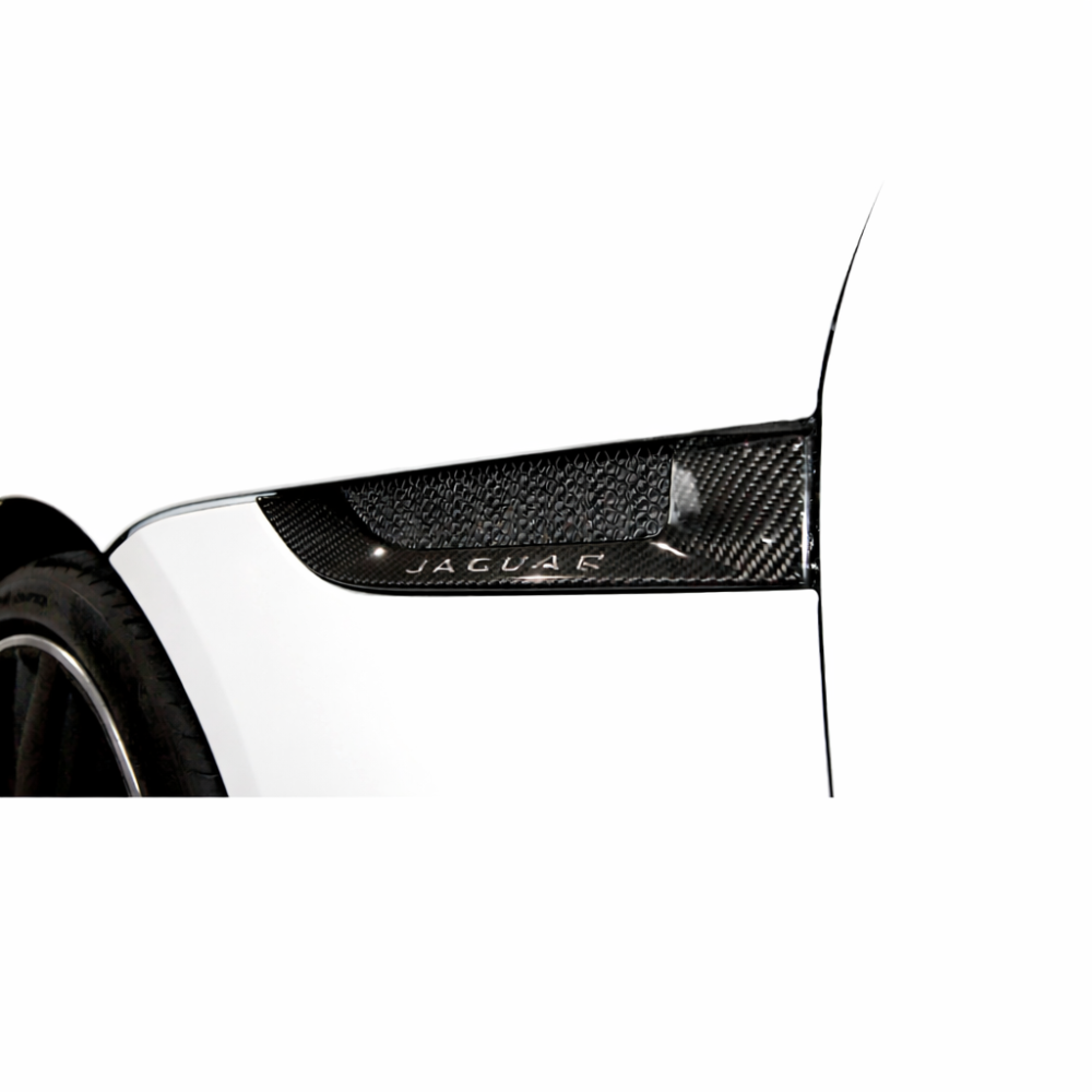 German Rush side power vents in carbon fiber detail on a 2014-2016 Jaguar F-Type, image 2