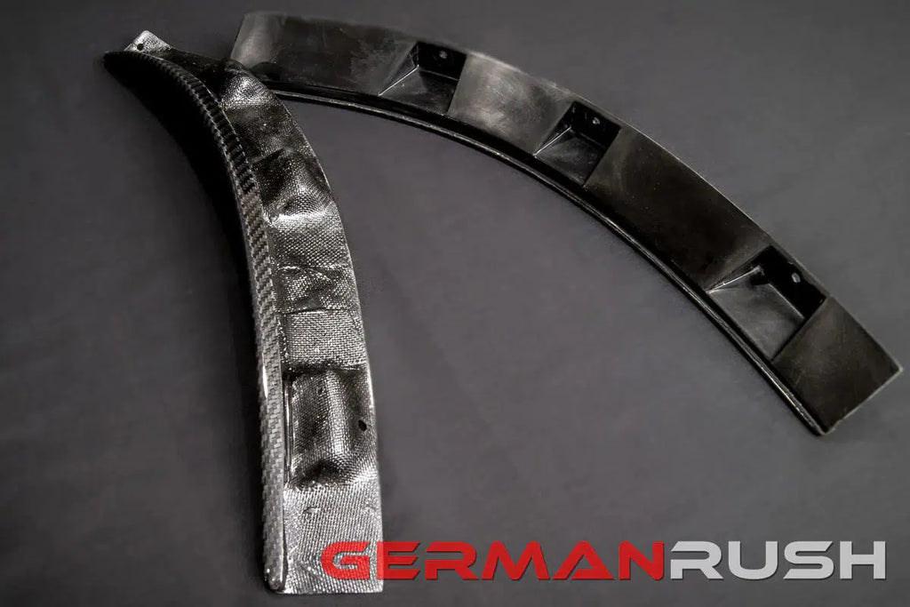 German Rush rear side splitters in carbon fiber installed on a 2014-2016 Jaguar F-Type, image 1