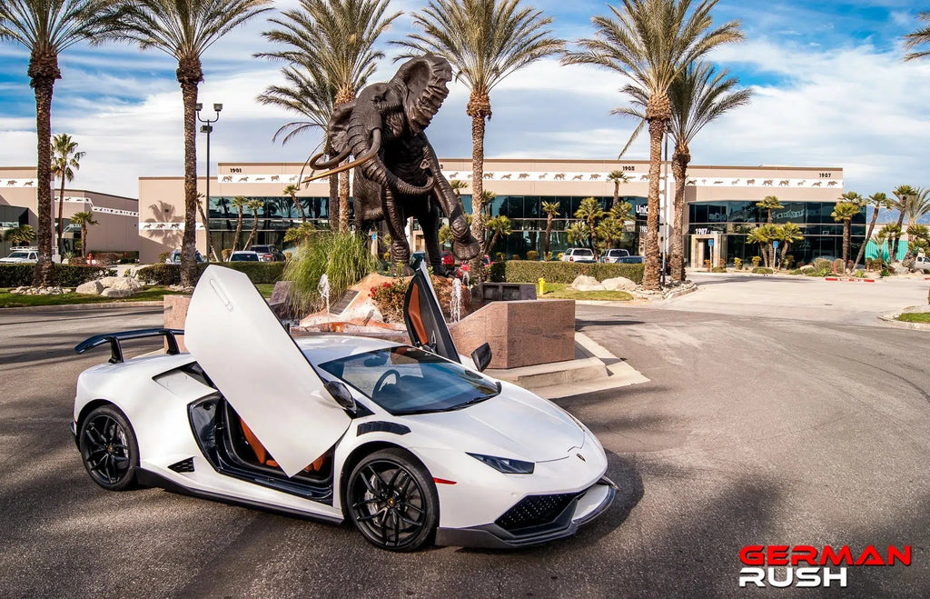 German Rush front splitter in carbon fiber profile on a 2014-2019 Lamborghini Huracan, image 5