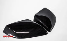 Load image into Gallery viewer, German Rush mirror covers in carbon fiber angle on a 2014-2019 Lamborghini Huracan, image 3