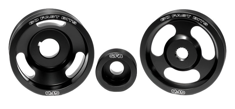 GFB 04-10 WRX/STI 3 Piece Under-Drive Pulley Kit w/ Belts (Crank Alternator & Power Steering) - Black Ops Auto Works