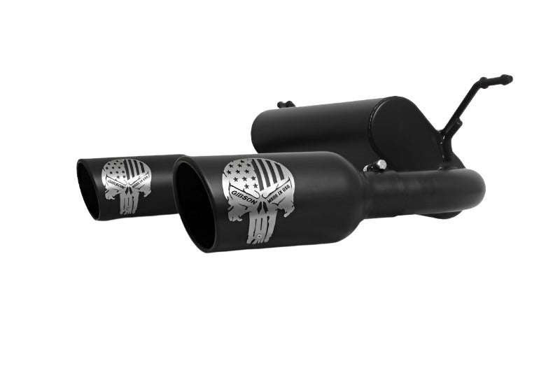 Gibson 12-17 Jeep Wrangler Sport 3.6L 2.5in Patriot Skull Series Cat-Back Dual Exhaust - Blk Ceramic - Black Ops Auto Works