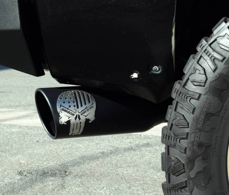 Gibson 14-15 GMC Sierra 1500 SLT 5.3L 4in Patriot Skull Series Cat-Back Single Exhaust - Stainless Gibson GIB76-0029