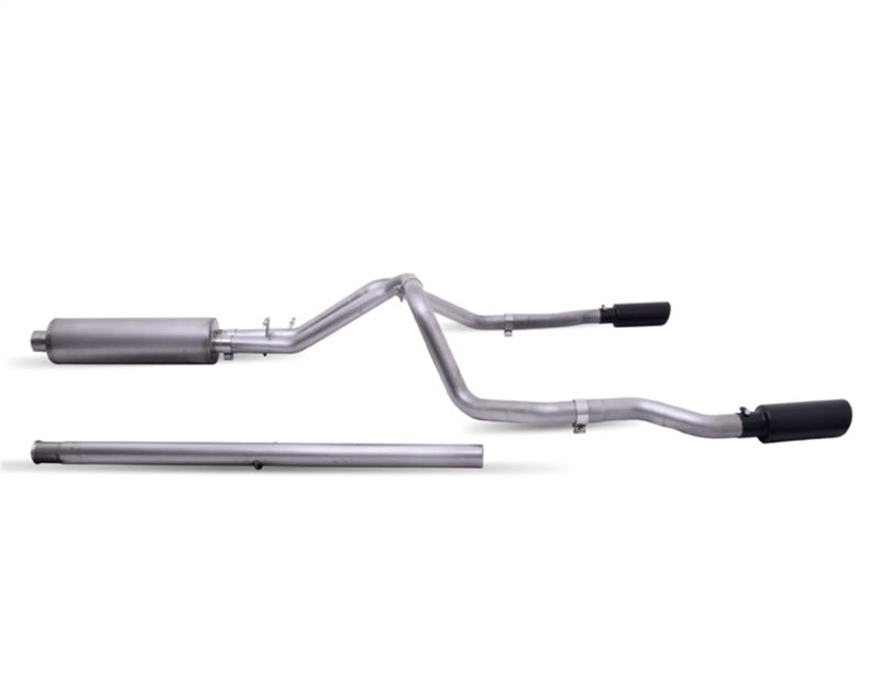 Gibson 20-21 Chevy Silverado 6.6L 2.5in Cat-Back Dual Split Exhaust System Stainless - Black Elite Gibson GIB65713B