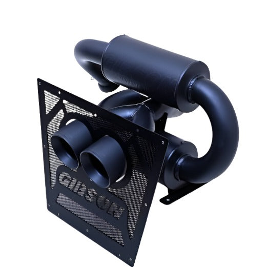 Gibson 2024 Cam-Am Maverick R 4in. T304 Stainless Round Dual Wall Slash-Cut Tip - Black Ceramic Gibson GIB98057