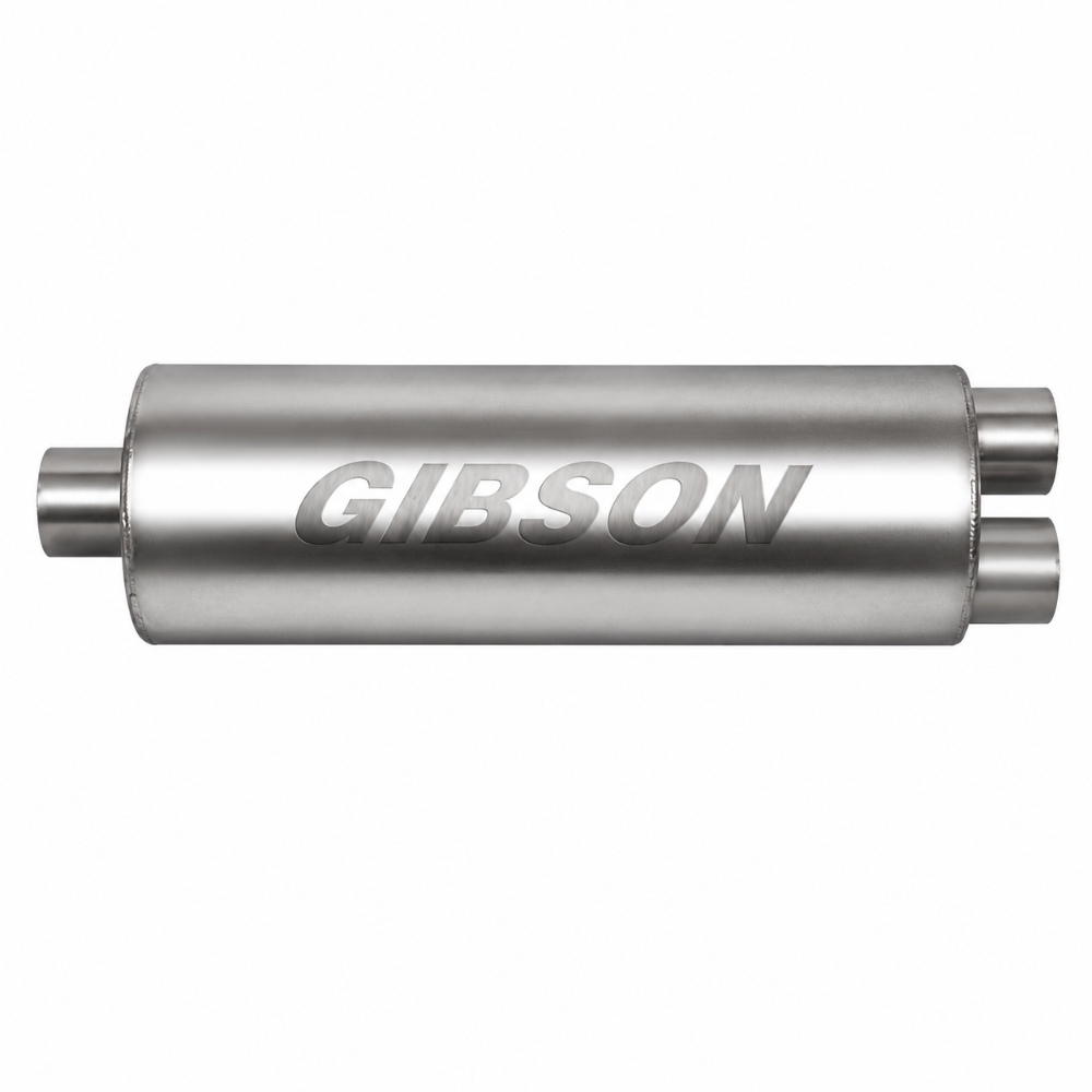 Gibson SFT Superflow Center/Dual Round Muffler Stainless 2.5" 6x16" - Gibson 758216S