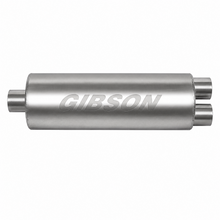 Load image into Gallery viewer, Gibson SFT Superflow Offset/Dual Round Muffler - 8x24in/3in Inlet/2.25in Outlet - Stainless - Gibson 758300S