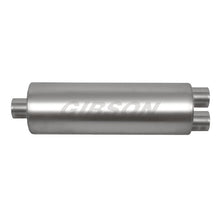 Load image into Gallery viewer, Gibson SFT Superflow Center/Dual Round Muffler - 7x24in/3in Inlet/2.5in Outlet - Stainless - Gibson 789800S