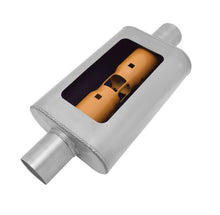 Load image into Gallery viewer, Gibson MWA Superflow Center/Center Oval Muffler - 4x9x14in/3in Inlet/3in Outlet - Stainless Gibson GIBBM0108