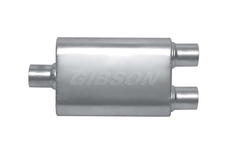 Gibson MWA Superflow Center/Dual Oval Muffler - 4x9x14in/3in Inlet/2.5in Outlet - Stainless Gibson GIBBM0109