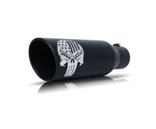 Load image into Gallery viewer, Gibson Patriot Skull Rolled Edge Angle-Cut Tip- 5in OD/2.25-2.5in Inlet/12in Length - Black Ceramic Gibson GIB76-1003