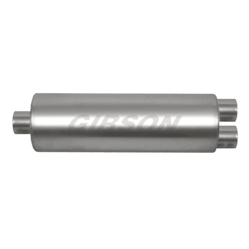 Gibson SFT Superflow Center/Dual Round Muffler - 7x24in/3in Inlet/2.5in Outlet - Stainless - Gibson 789800S