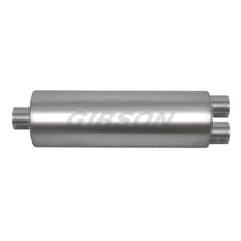 Load image into Gallery viewer, Gibson SFT Superflow Center/Dual Round Muffler - 7x24in/3in Inlet/2.5in Outlet - Stainless - Gibson 789800S