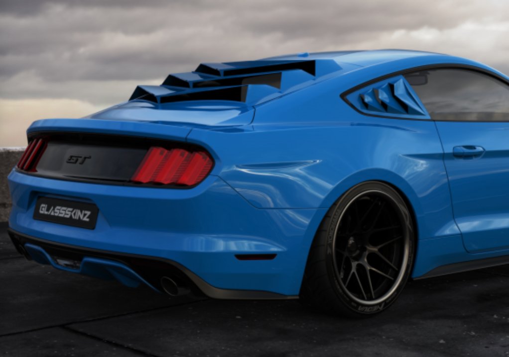 2015-2023 Ford Mustang S550 Quarter Louvers - GlassSkinz BAKKDRAFTS550-QTR-RAWGB