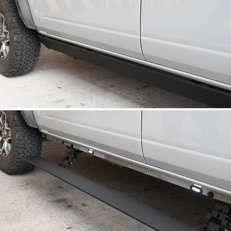 Go Rhino 07-13 Chevrolet Silverado 1500 4DR Crew Cab E1 Electric Running Board Kit - Textured Black - Black Ops Auto Works