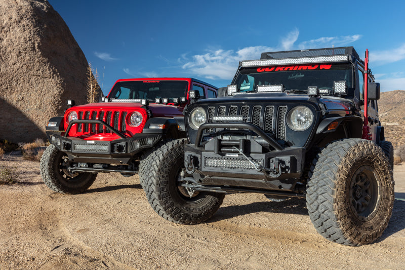Go Rhino 07-20 Jeep Wrangler JL/JLU/JK/JKU/Gladiator JT Rockline Front Stubby Bumper w/ Overrider - Black Ops Auto Works