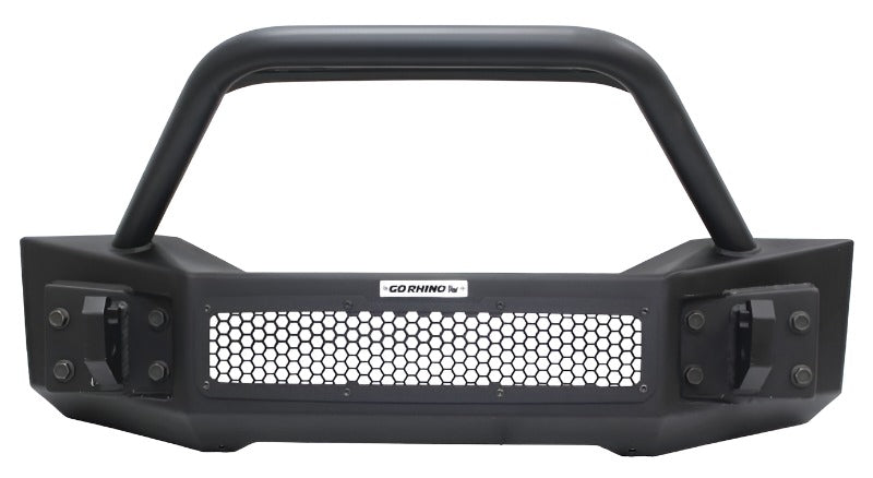 Go Rhino 07-20 Jeep Wrangler JL/JLU/JK/JKU/Gladiator JT Rockline Front Stubby Bumper w/ Overrider - Black Ops Auto Works