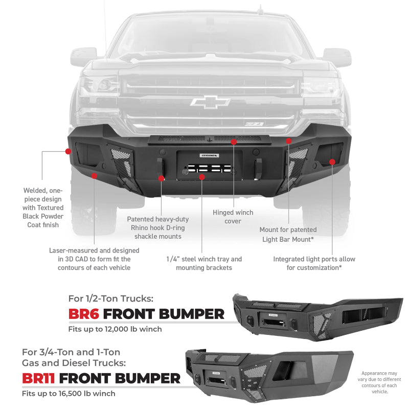 Go Rhino 10-18 RAM 2500/3500 BR11 Front Bumper Replacement - Tex. Black - Black Ops Auto Works