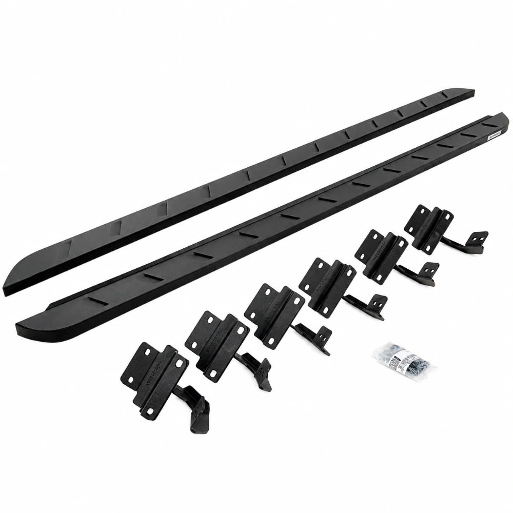 Go Rhino 15-22 Ford F-150 (17-22 Raptor) SC RB10 Slim Running Boards Kit (w/Brackets) - Tex. Blk - Go Rhino GOR63415587SPC