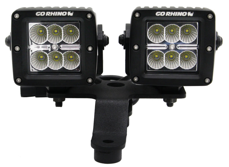 Go Rhino 18-20 Jeep Wrangler JL/JLU/Gladiator JT Light Mount - Two 3in Cubes - Black Ops Auto Works