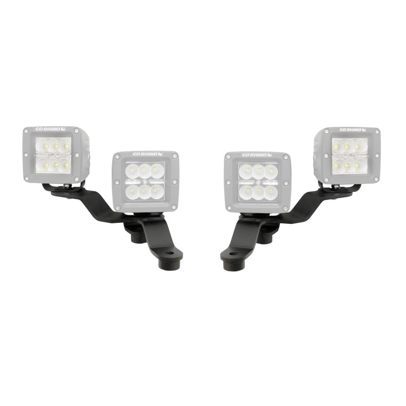 Go Rhino 18-20 Jeep Wrangler JL/JLU/Gladiator JT Light Mount - Two 3in Cubes Offset - Black Ops Auto Works