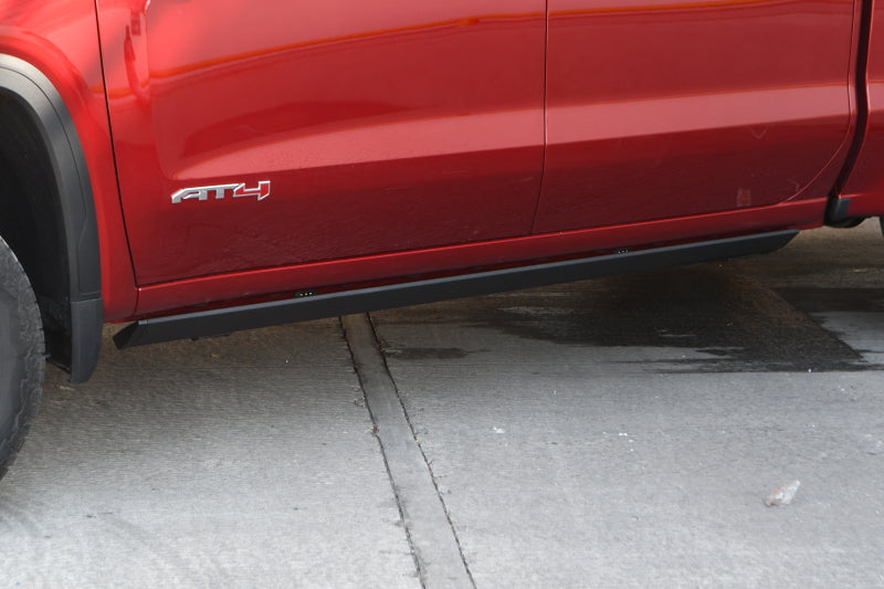 Go Rhino 19-23 Chevrolet Silverado 1500 CC 4dr E-BOARD E1 Running Board Kit - Bedliner Coating - Black Ops Auto Works