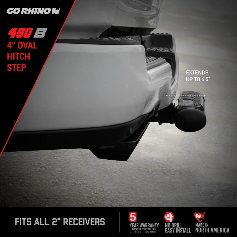 Go Rhino 4in Oval Hitch Step - Black - Black Ops Auto Works