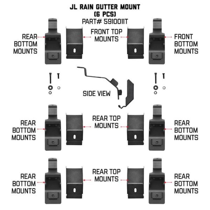 Go Rhino 6pc Rain Gutter Mounting Kit for SRM Rack - Black Ops Auto Works