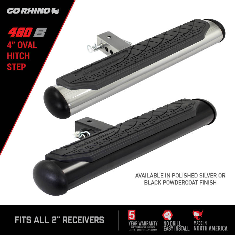 Go Rhino 4in Oval Hitch Step - Black - Go Rhino GOR460B